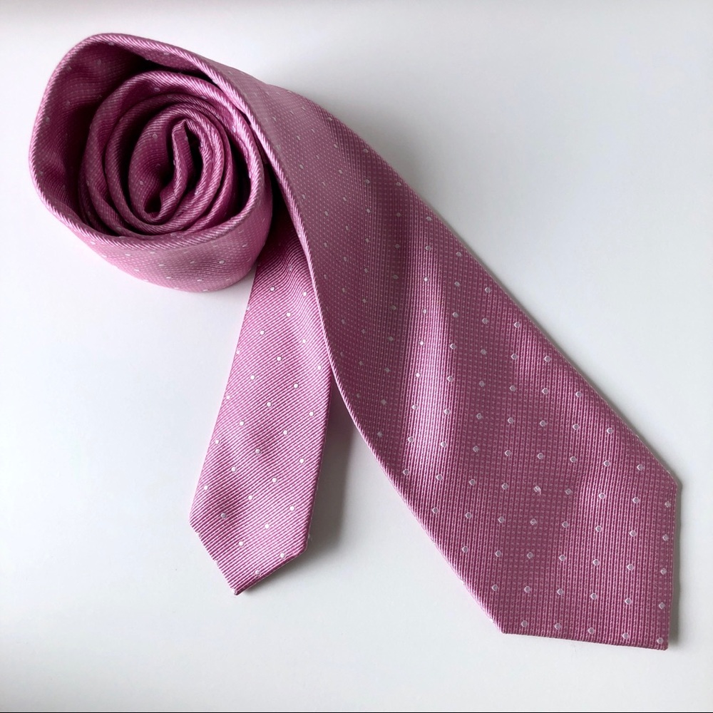 Eagle Shirtmakers Men’s Pink Polka Dotted Silk Tie